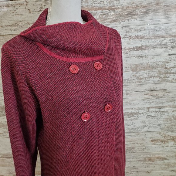 PAPILLON Burgundy Double Breasted Cardigan XL NWT - Picture 4 of 15